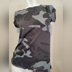 We The Free Black & Gray Camo Short Sleeve Tee